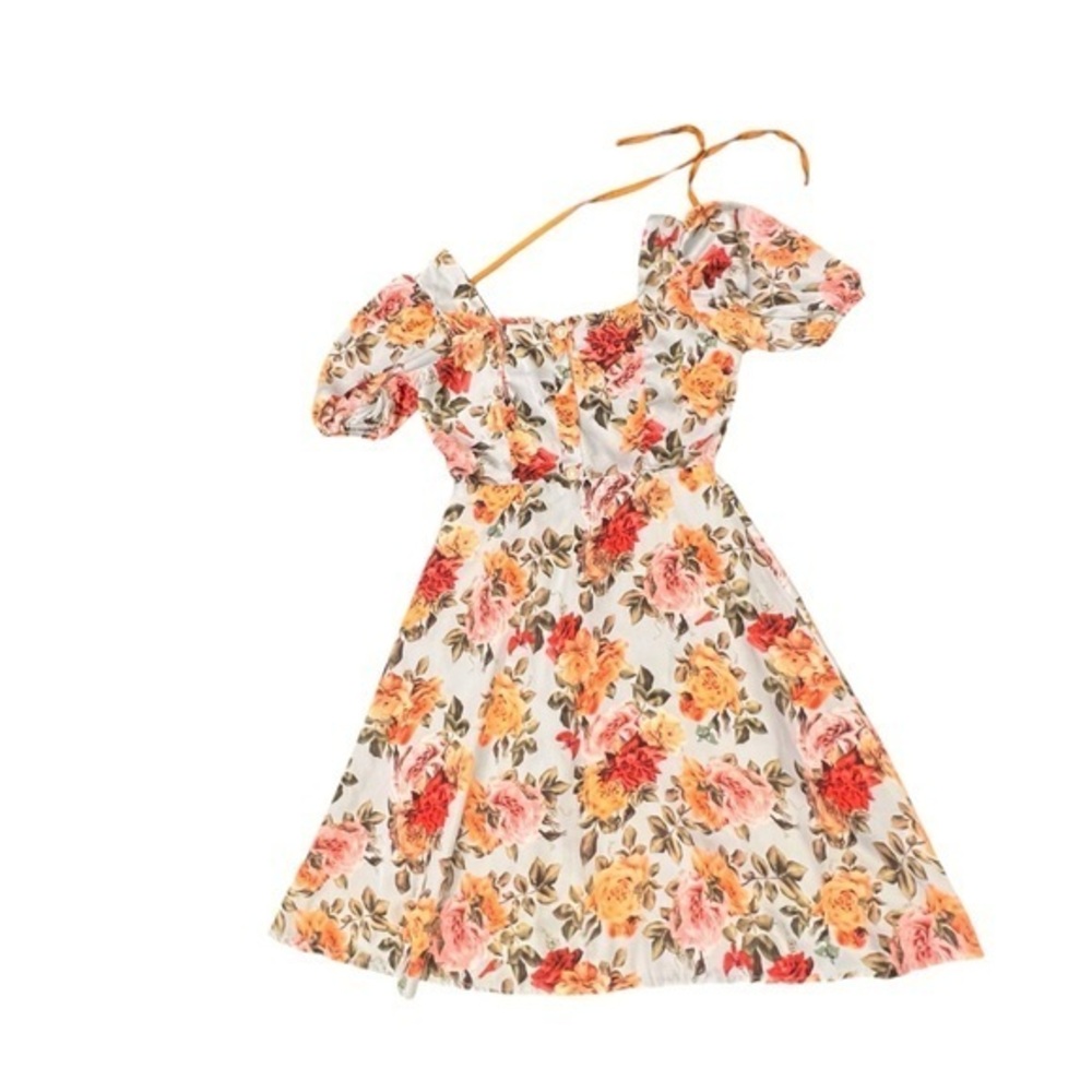 White House Black Market Satin Floral Dress Balloon Sleeve MSRP $150 COTTAGECORE
